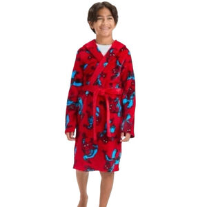 Marvel Spiderman Boys Size XS (4/5) Superhero Hooded Robe Bathrobe Fleece NWT